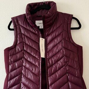 NWT Calvin Klein Performance Stretch Rib Insulated Vest Plum S